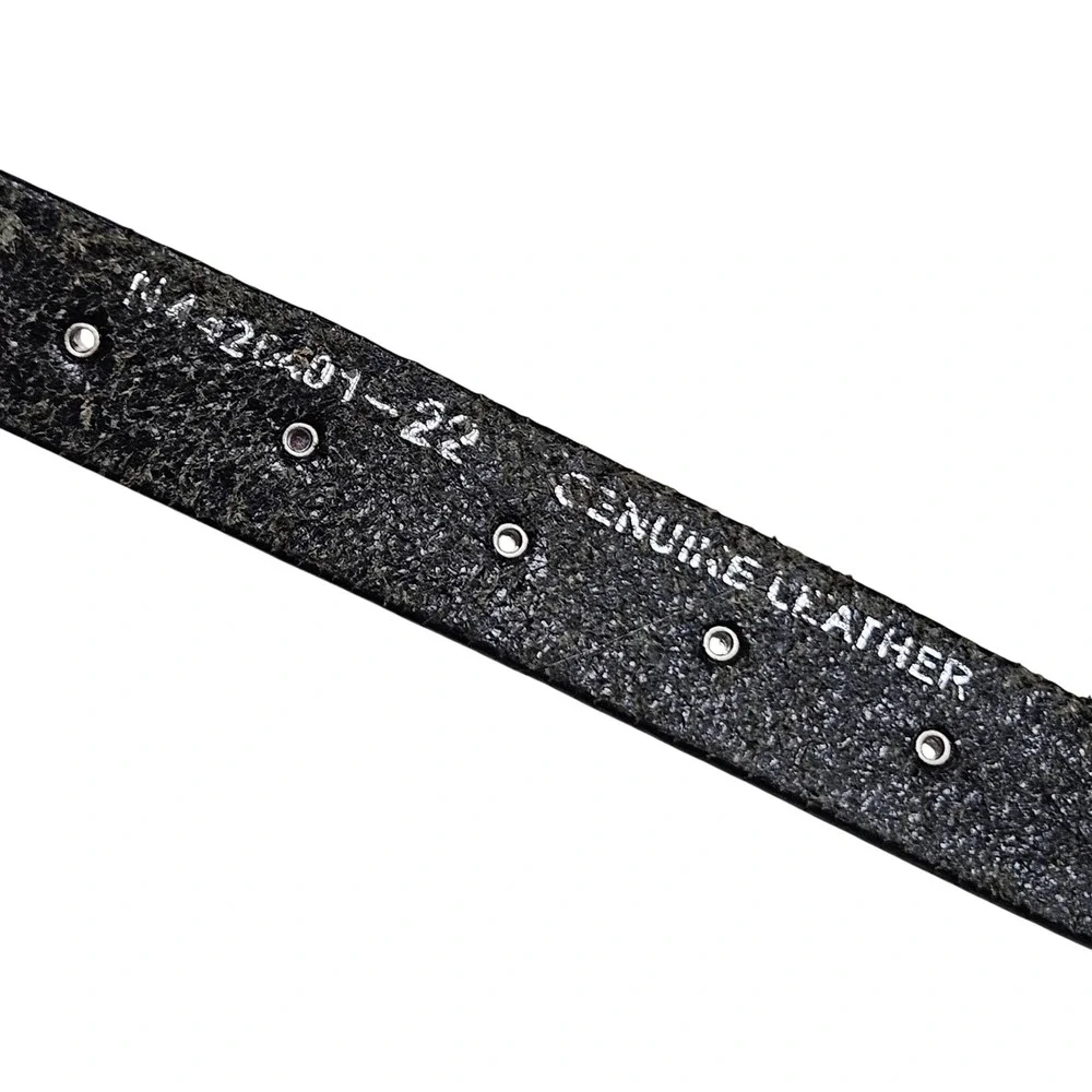 Kids Nocona‎ Black Genuine Leather Western Studded Rhinestone Belt Buckle 22